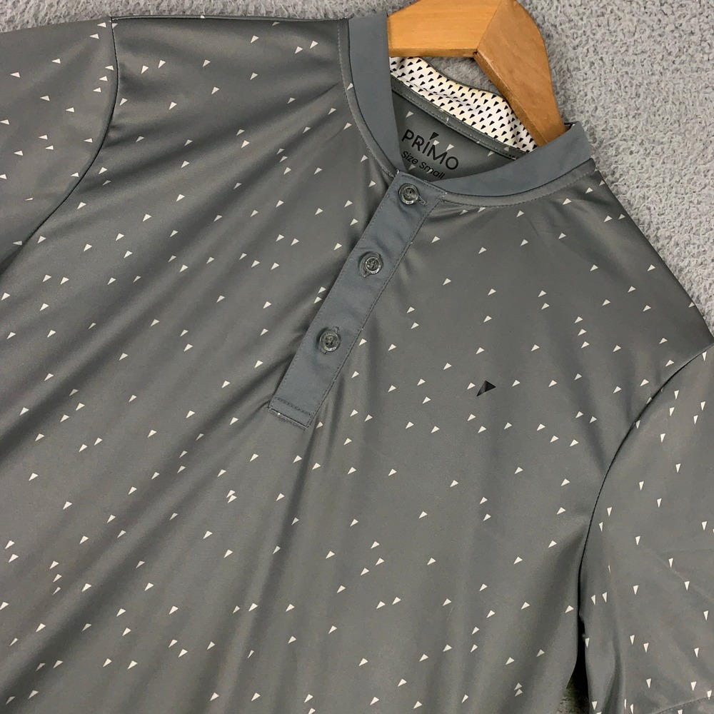 Primo Blade Polo Golf Shirt Men's Small S Grey Geometric Short Sleeve Athletic
